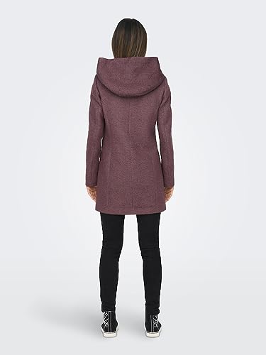 ONLY Damen Mantel Sedona Jacke mit großer Kapuze 15142911 Rose Brown Black/Rose Smoke, Größe S