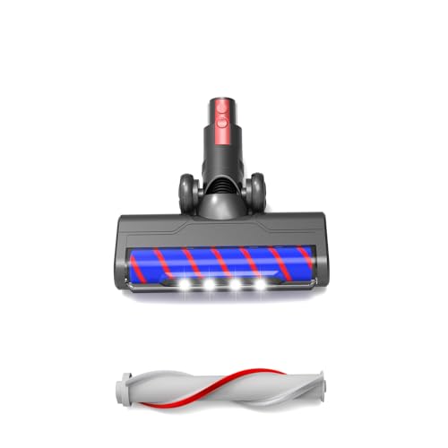 Vacuum Cleaner head for Hardwood and Short Carpet Compatible with Dyson V7 V8,Floor Attachment with LED Headlights,Motorized Brush with Bristle &Soft Roller
