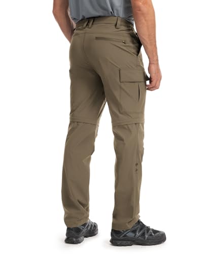 Hiauspor Wanderhose-Herren-Zip-Off-Outdoorhose-Sommer-Leicht-Trekkinghose-Atmungsaktiv-Schnell-Trockend-Funktionshose-Softshellhose-mit-5-Tiefe-Taschen (M, Khaki)