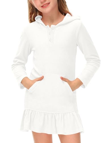 BesserBay Girl's Ruffle Bathrobe Beach Button Down Hooded Terry Cover Ups 3-14 Years