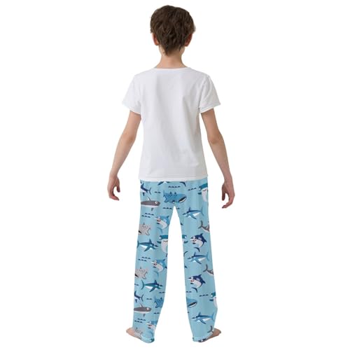 Lovely Sharks Have Fun Boys Long Pants Soft Trousers Elastic Waist Kids Lounge Bottoms with Pockets S-XL3