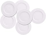 EasyDancing Salad Dessert Plate 7.5inch White Porcelain Dinner Set of 6 with Round Flat Design Good