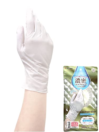 福徳産業 ニトリル手袋 使い捨て 20枚入 ホワイト パウダーフリー 粉なし 極薄 M ゴム手袋 食品衛生法適合 手肌に優しい すべり止め加工