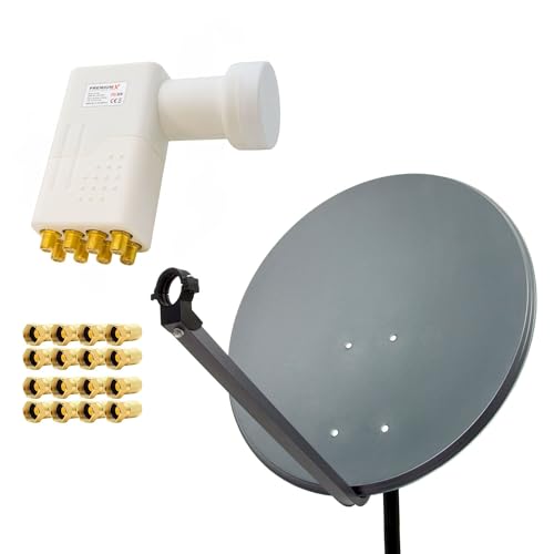 PremiumX Satelliten-Komplettanlage 80cm Satellitenschüssel ALU...
