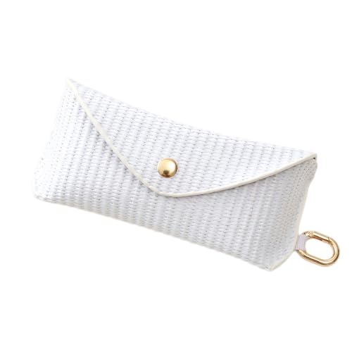 Image of kytasryl PU Straw Weave Glasses Case with Hook, Sunglasses Pouch