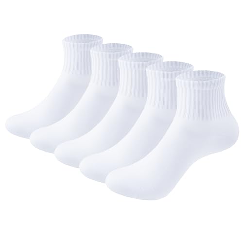 Womens Athletic Cotton Quarter Crew Socks Light Weight Soft Breathable Multi Sports Socks for Women 5 Pairs