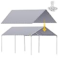 Wesnoy 10 x 20 ft Heavy Duty Canopy Replacement Cover Waterproof Carport Canopy Cover Garage Car Shelter Tarp Tent for Car Canopy with 50 Ball Bungees, Only Top Cover, Frame is Not Included