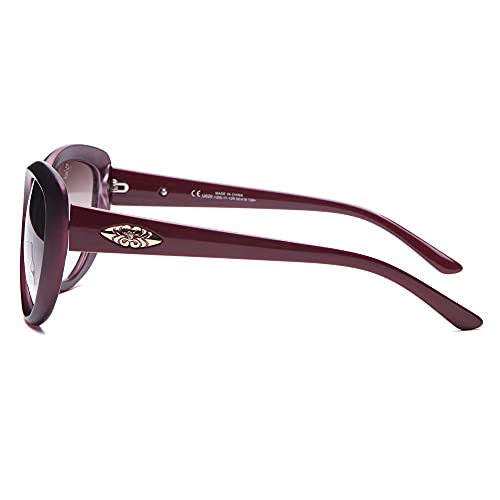 by Dasein Women Sunglasses Summmer Sunglasses Fashion Design Smooth Round Sunglasses (U020 Plum)2