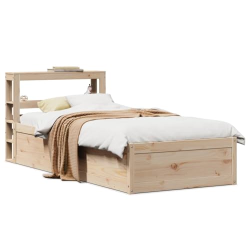 Genérico Estructura de Cama con cabecero Madera Maciza Pino 90x190 cm, Camas y somieres Marrón,3306363