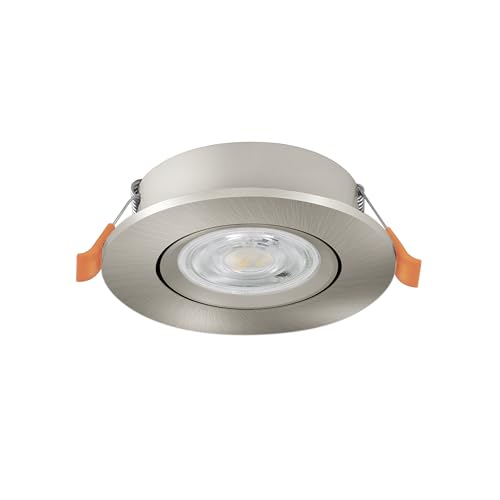 Eglo Barranco Foco LED de techo empotrable, con interruptor DIP, orientable, fabricado en plástico de color plateado, con luz blanca cálida y fría, bombilla GU10 y un diámetro de 9 cm