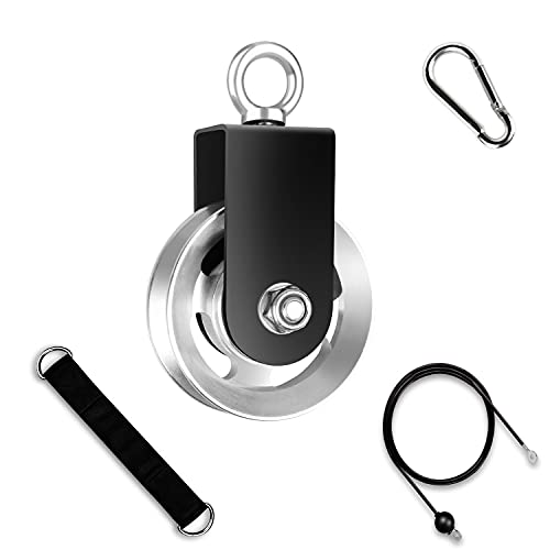 COOBONS 4 in 1 LAT Cable Pulley System Gym Equipment - Fitness Pull Down Accessories for Home Gym, Pully Exercise Equipment for Shoulder, Biceps Rope, Forearm, Triceps Exercise (Stretching Set)