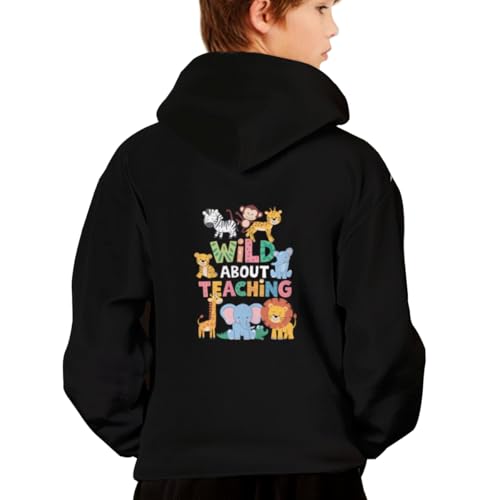 Vintage Wild About Teaching School Teacher Hoodies for Teen Girls Boys Lightweight Kangaroo Pocket Sweatshirt2