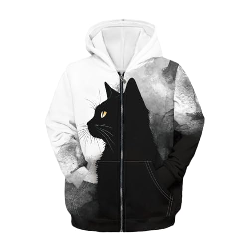 GLUDEAR Boys Girls Long Sleeve Hooded Sweatshirt Cool 3D Printed Zip Up Hoodies Pullover Sweatshirts 6-16 Years