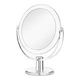 CLSEVXY Vanity Makeup Mirror with Stand, 1X/15X Magnification Double Sided 360 Degree Swivel, Portable Table Desk Counter top Magnifying Mirror, Tabletop Bathroom Shaving Mirror, 6.25 Inch