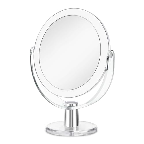 CLSEVXY Vanity Makeup Mirror with Stand, 1X/15X Magnification Double Sided