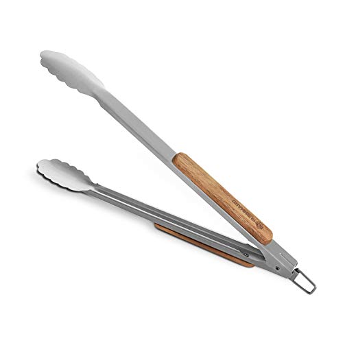 Barbecuetang 45cm, Roestvrij staal, Handvat gemaakt van acaciahout, Met ophangoog - Image 3