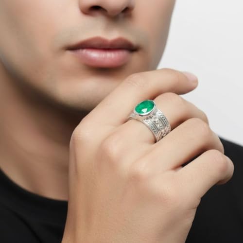 Image of 55Carat Choose Your Color Genuine Gemstone Sterling Silver Ring Band Vintage Handmade Jewelry Sizes 5-12
