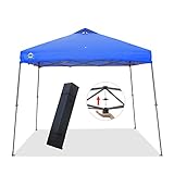 CROWN SHADES Canopy Tent 11x11 Pop-up Canopy Easy Up Beach Canopy Outdoor Shade Bonus Wheeled Bag,Stake and Ropes,Blue