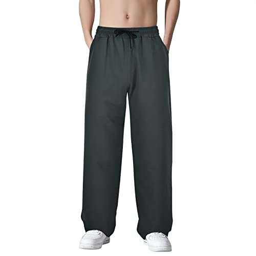 Mens Sweatpants Lightweight Open Bottom Casual Pants Drawstring Jogger Yoga Pants with Pockets, Running Workout Training