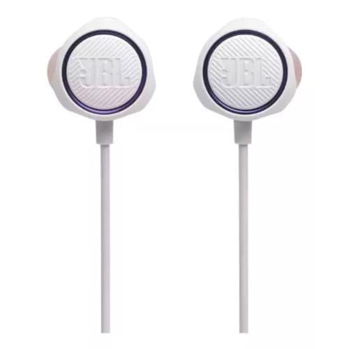 Jbl Quantum 50, Wired In Ear Gaming Headphone With Inline Voice Focus Microphone And Master Volume Slider, Twist-Lock Technology (White)