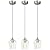 VONLUCE Pendant Lights Kitchen Island, Brushed Nickel Pendant Light Fixtures with E26 Base & Adjustable Cable, Modern Pendant Lighting with Glass Shade for Living Room Bedroom Hallway, 3 Packs