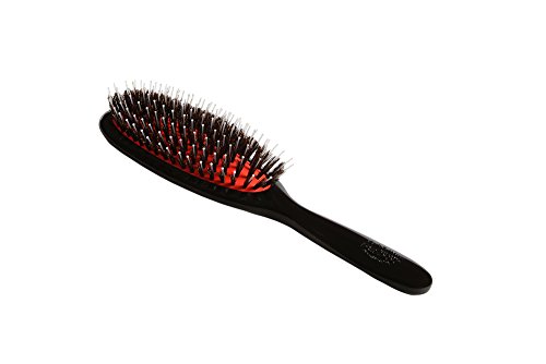 Bass Brushes | Shine & Condition Hair Brush | 100% Natural Bristle + Nylon Pin | High Polish Acrylic Handle | Medium Oval | Jet Black Finish | Model 51 - JTB