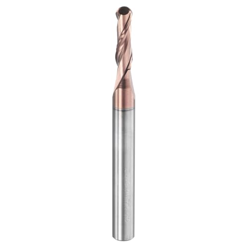 Image of HARFINGTON Ball Nose End Mill 2 Flute 9 /64 inch Diameter 3 /16 inch Shank Tungsten Carbide TiAlN Coated Spiral CNC Router Bits 1 /2 inch Cutting Length Single End Ball for Carving Engraving Grinding