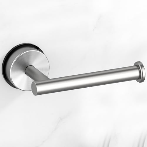BKV Suction Cup Toilet Paper Holder SUS 304 Stainless Steel Toilet Paper Holder Wall Mount for Bathroom Kitchen-Brushed Nickel Silver
