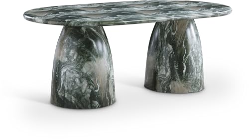 Image of Meridian Furniture 702Green-T Cosenza Collection Art Deco 78 inch Indoor /Outdoor Concrete Dining Table with Green Marble Finish, 78 inch W x 44.5 inch D x 30 inch H, Green