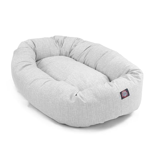 Image of Majestic Pet 32 Inch Bagel Calming Dog Bed Washable - Cozy Soft Round Dog Bed with Spine Support for Dogs to Rest Their Head - Fluffy Donut Puppy Mat 32x23x7 (Inch) Medium - Gray