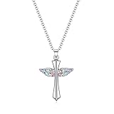 SUMFAN Cross Necklace for Girls Women,Small Cubic Zirconia Tiny Cross Necklace Baptism Gifts for Gir