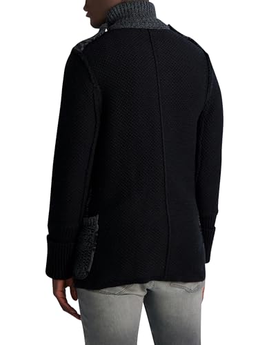 Karl Lagerfeld Paris Men's Color Blocked Long Sleeve Cardigan, Charcoal/Black3