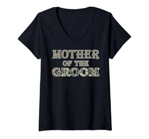 Women's Mother of The Groom Country Wedding Camouflage V-Neck T-Shirt