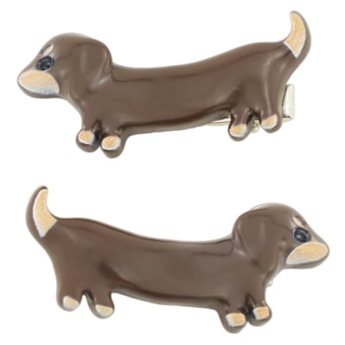 Pinza para cabello 3D perro salchicha de resina miniatura 1