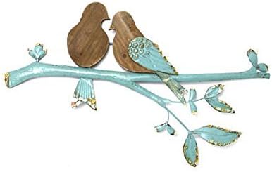 Love birds on vintage sea foam green tree branch wall art, Recycled repurposed glass, Home statement piece, Wedding centerpiece wedding sign