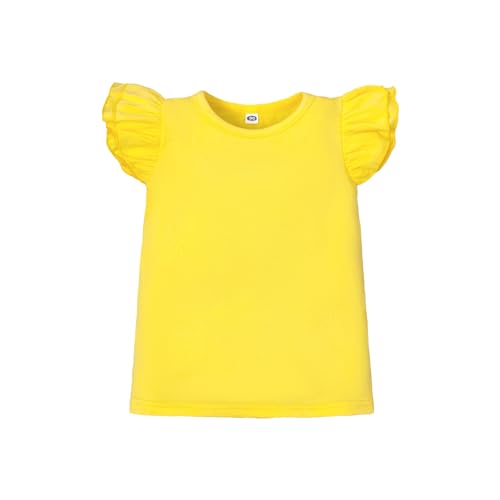 Image of LYSMuch Toddler Girls Short Sleeve Ruffle Basic Blouse | Size 2T-14Y Girls Summer Tops,Solid Kids Casual Clothes