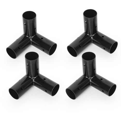 Aoneky 1 3/8'' 4pcs 3 Way Corner Canopy Fitting - Fits 1" EMT 1" Galvanized Pipe 1-3/8" Fence Top Rail - Cage Frame Corner Kit for Golf Basebal Batting Cage