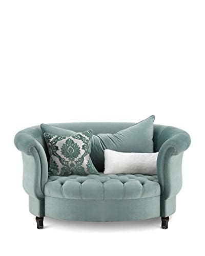 Image of SOFALIZE - Modern Barrel Accent with Pillows Round Sofa Combines Contemporary Design Oversize Arm Chair Cozy Club Chair for Bedroom, Living Room, Lounge, Hotel & Office, Hallways Sofa (Sky Blue)