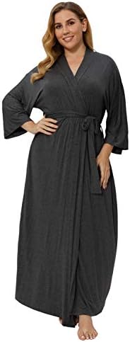 Super Shopping-zone Women's Plus Size Long Robes Kimonos Plus Size Maternity Robes Delivery Robes Sleepwear,Grey 3X