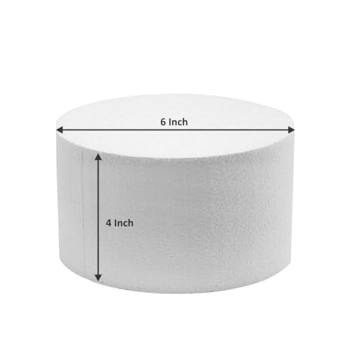 Image of OMKRAFT Round Cake Dummy 6 x 4 Inch | High Density Foam Cake Base for Cake Decoration, Practice & Display | Reusable Dummy Cake for Bakers | Pack of 1