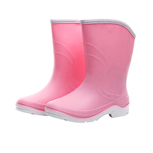 Kontai Women Half Calf Ankle Rubber Rainboots 2 Color Waterproof Boots for Garden Rain Round Toe Rainboots Size 8 Pink