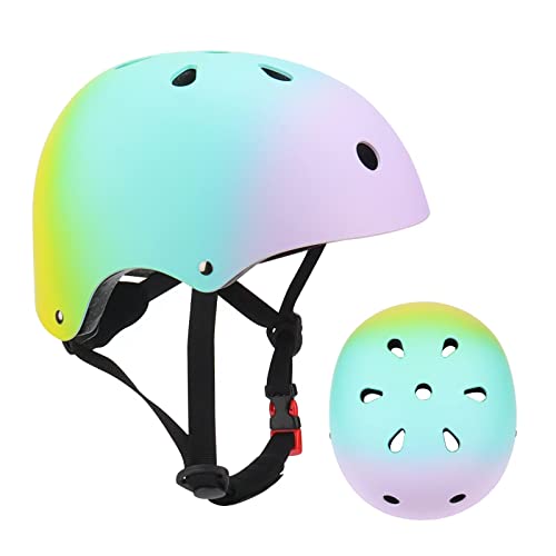 Kids Bike Helmet,Color Gradient Adjustable Helmet For Youth Girls Boys Multi-Sports Skateboard Inline Skating Scooter Cycling, 3-8-12-15 Years #TOP1