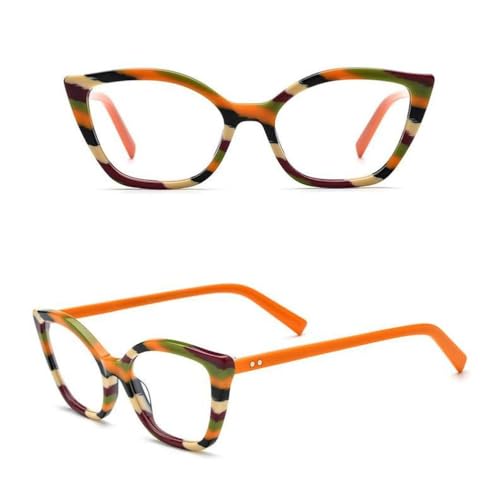 Monture oeil de chat vintage en acetate robuste et legere color-block