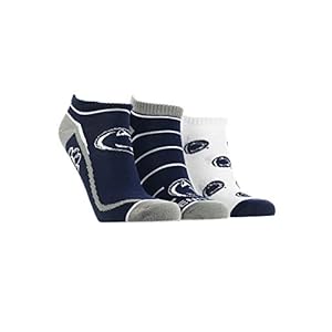 TCK Penn State Nittany Lions No Show Socks Full Field 3 Pack (Navy/White, Medium)