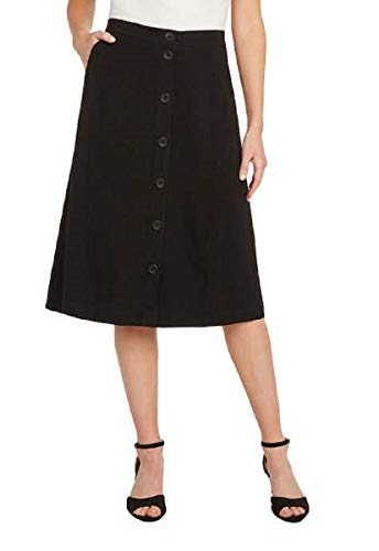 Matty M Ladies' Button Front Skirt (Black, Small)