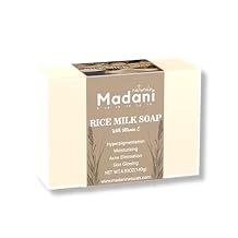 Madani Naturals Rice Milk Soap Bar - Deep Cleans And Exfoliates For All Skins - Reduce Dark Spots & Redness - Natural Skin Care - Soap For Clear & Soft Skin - Nourish And Moisturize - 140g 1 Pack