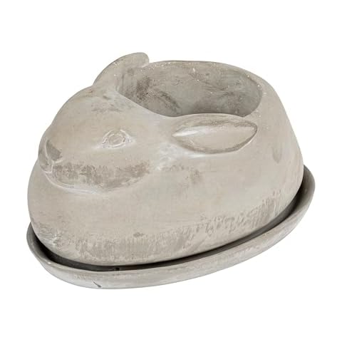 Creative Co-Op Cement Rabbit Planter with Saucer Cover