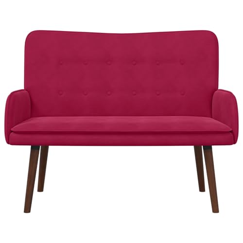 Sofá de 2 plazas cómodo sofá tapizado rojo vino de 115 x 61 x 87 cm 6