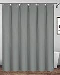 Homehold 200x240cm Gray Shower Curtain With Hooks, Extra Long Polyester Waterproof Bathroom Curtain