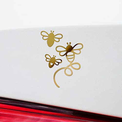 Decal Stickers Of Bees Silhouette (Metallic Gold) (Set Of 2) Luxury Weatherproof Vinyl Decal Stickers For Laptop Desktop Smartphone Car Dirt Bike Wall Room Mason Jar Bathtub - Andstic709266Go #TOP3